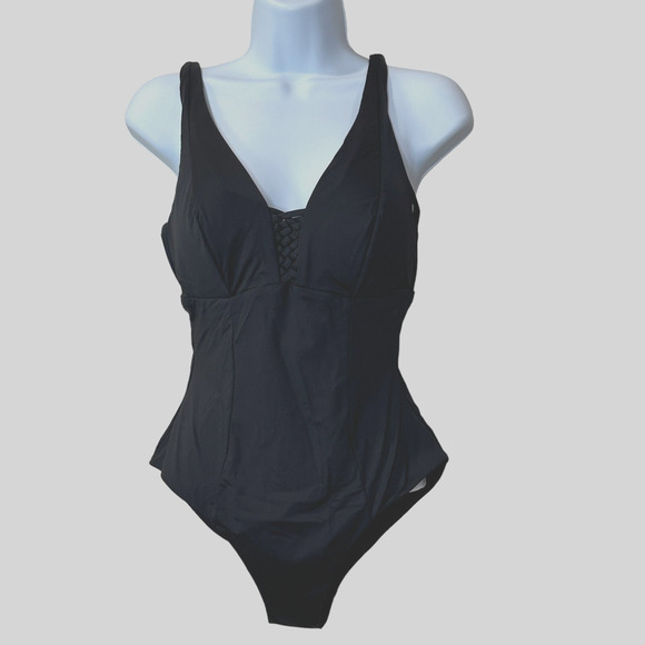 Sea Level Basket-Weave Multiway Straps One Piece Swimsuit Black Women 6 NWOT - Picture 2 of 11